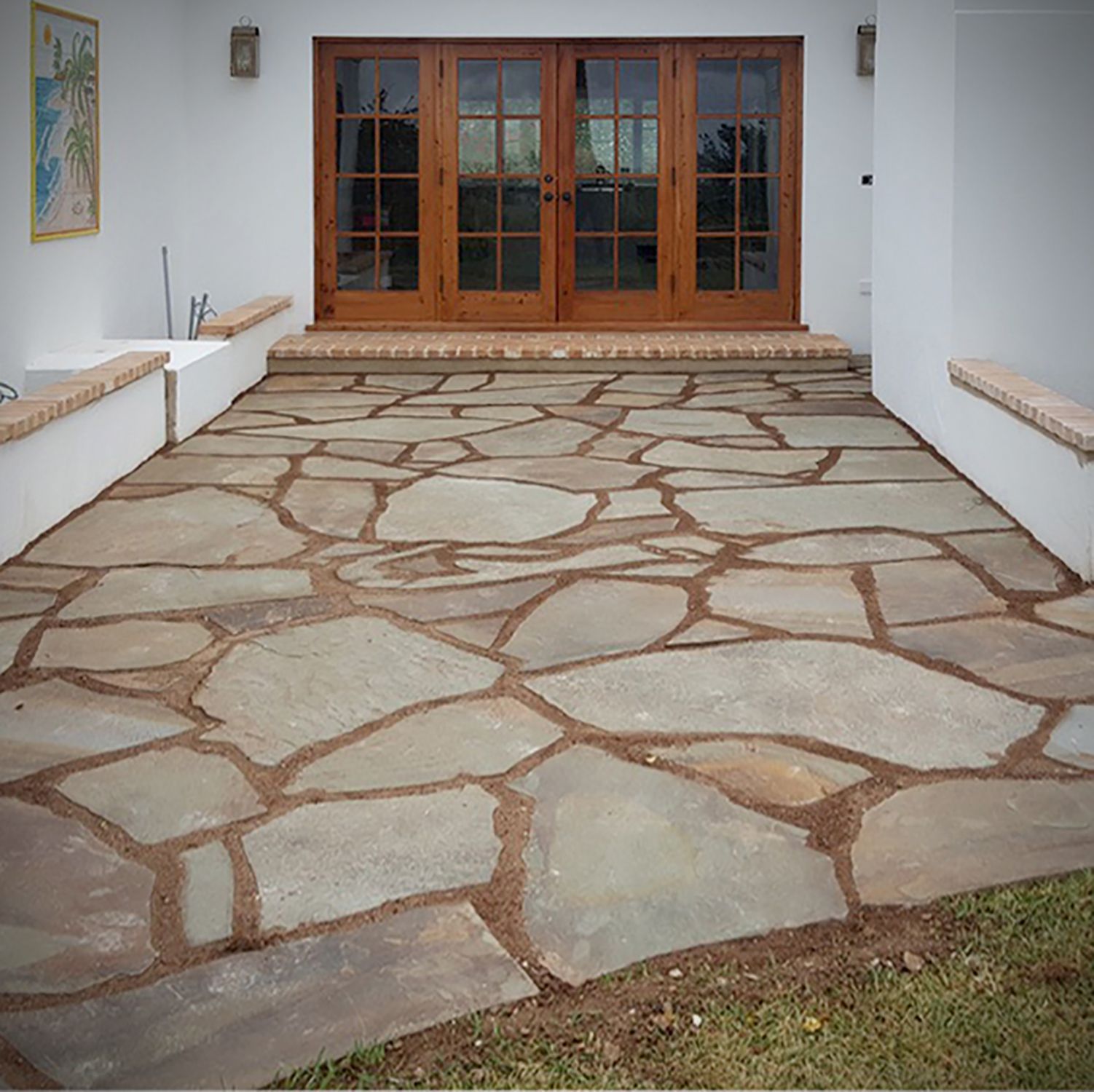 Older stone flags on a patio